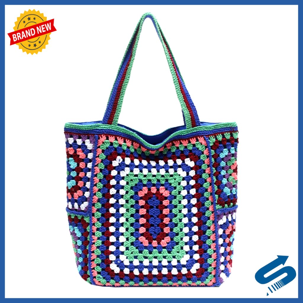 Oversized Crochet Tote Handbag Knitted Shoulder Bag Boho Summer Woven Purse